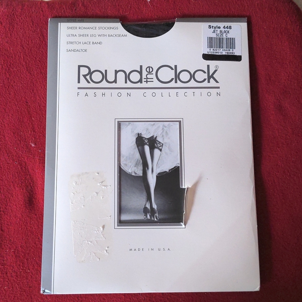 Round the Clock Vintage Jet Black Sheer Romance Stockings